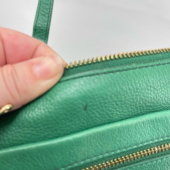 Fossil Womens Crossbody Bag Leather Multiple Pockets Zip Adjustable Strap Green - Picture 8 of 13